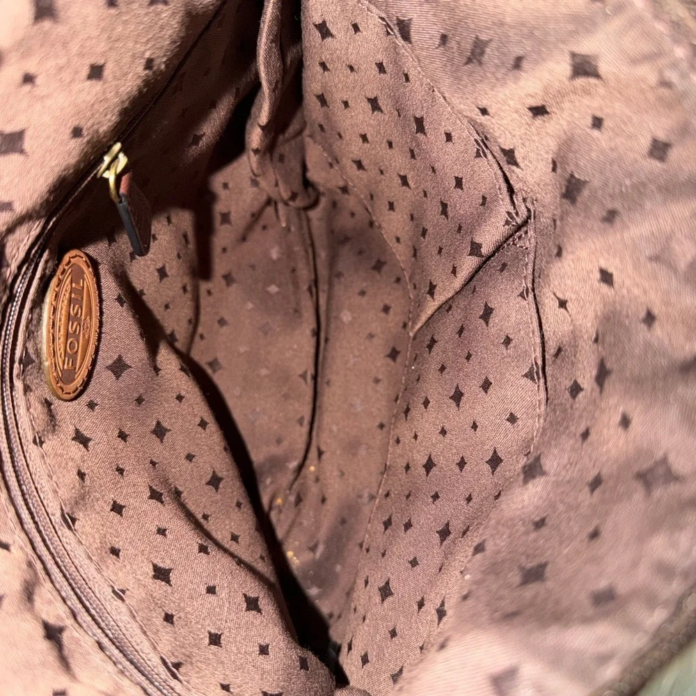 Fossil Dark Brown Leather Messenger Bag